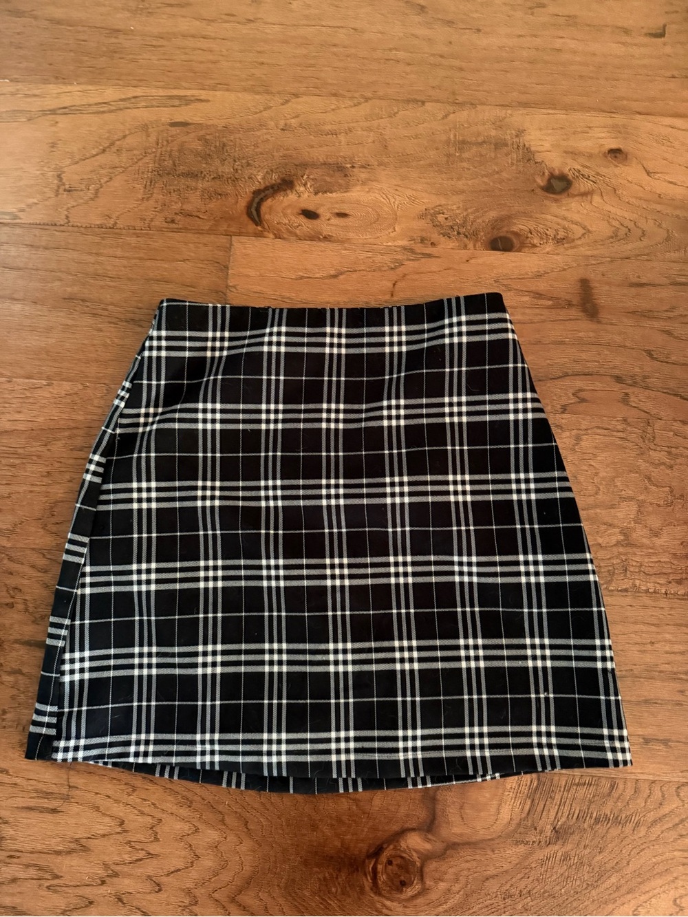 Black and White Plaid Mini Skirt